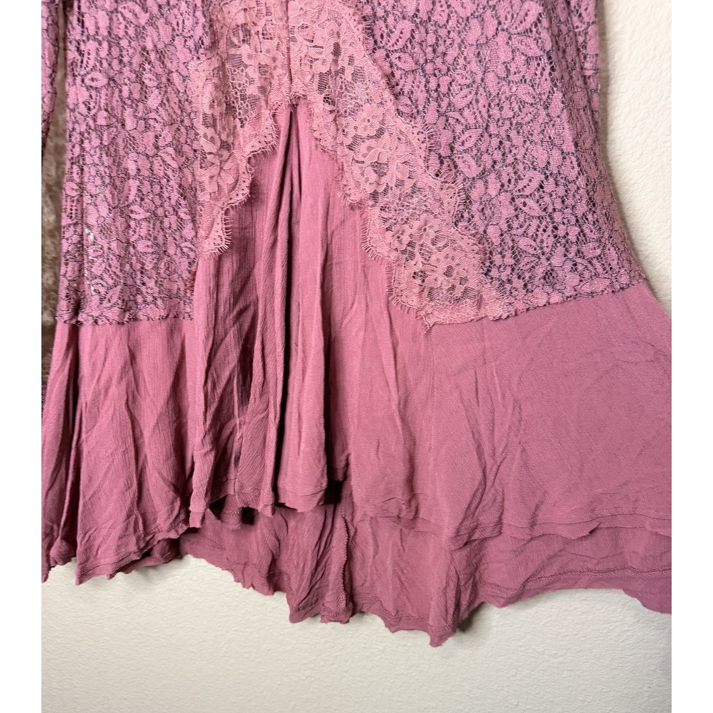 NWT'S Free People Tell Tale Lace Tunic Mini Dress Dusty Mauve Pink - Picture 3 of 11